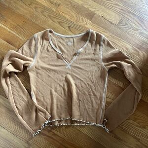 American Eagle Ribbed, Cropped Long Sleeve